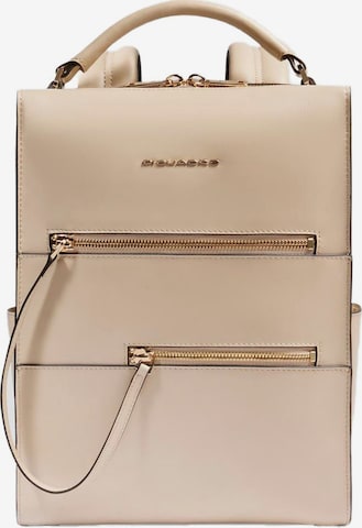 Sac à dos Piquadro en beige : devant