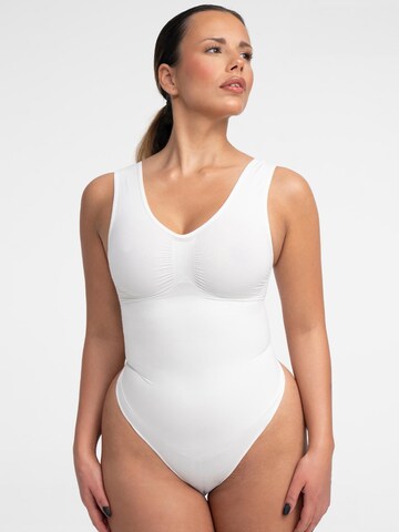 cfab (formerly creamy fabrics) Shaping Bodysuit 'Tank Bodysuit Sculpting Shapewear mit String' in White: front