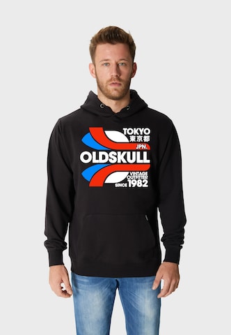 Oldskull Sweatshirt 'Retro Tokyopolis' in Zwart: voorkant