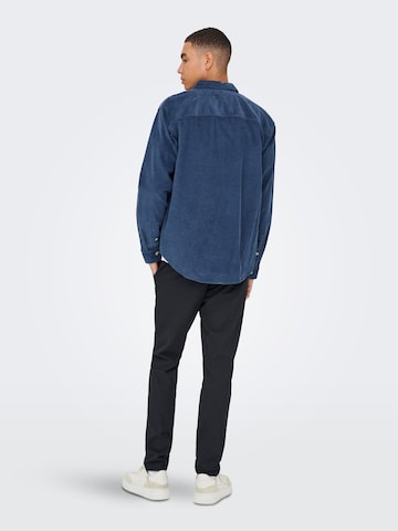 Only & Sons Comfort fit Button Up Shirt 'ONSAlp' in Blue