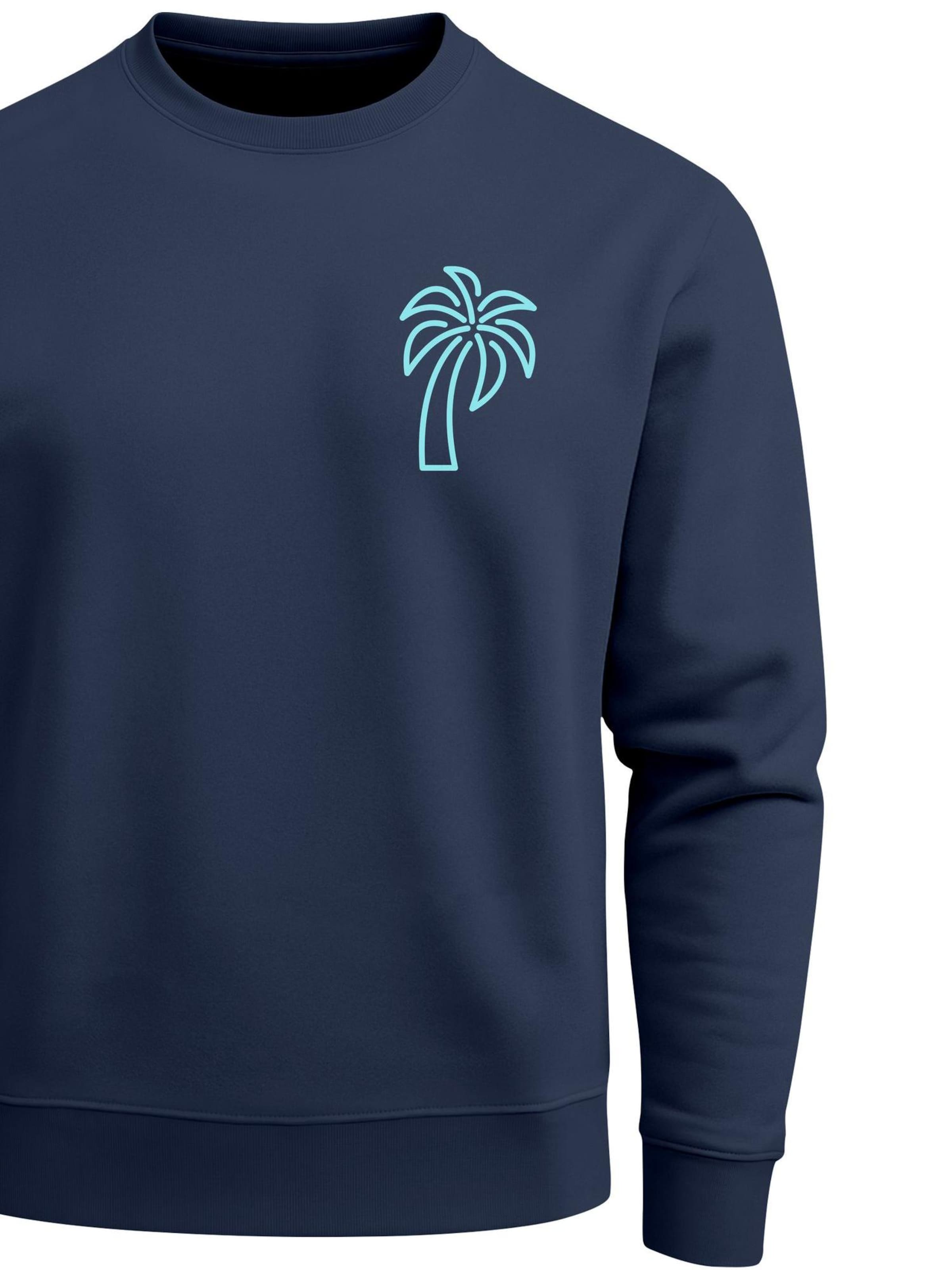 Neverless Sweatshirt 'Palm Lineart Logo' in Blue