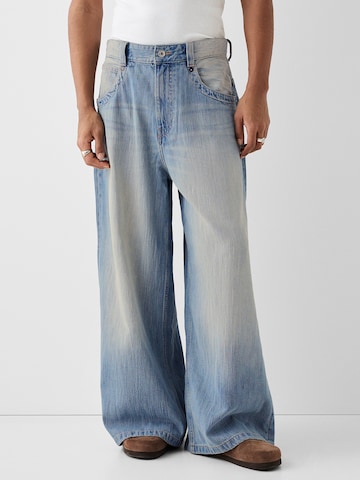 Wide Leg Jean Bershka en bleu : devant