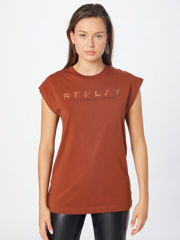 REPLAY T-Shirt in Braun: predná strana