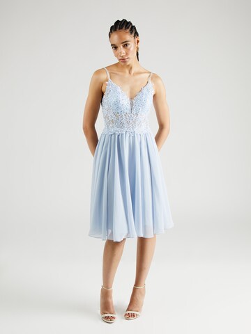 Robe de cocktail mascara en bleu : devant