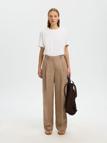 Wide Leg Pantalon à pince SELECTED en beige