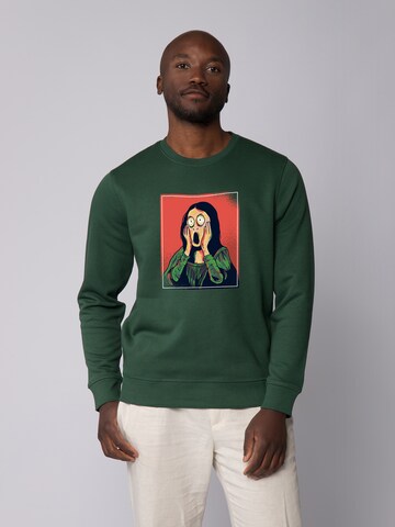Felpa ' Mona Lisa Scream ' di Watapparel in verde: frontale