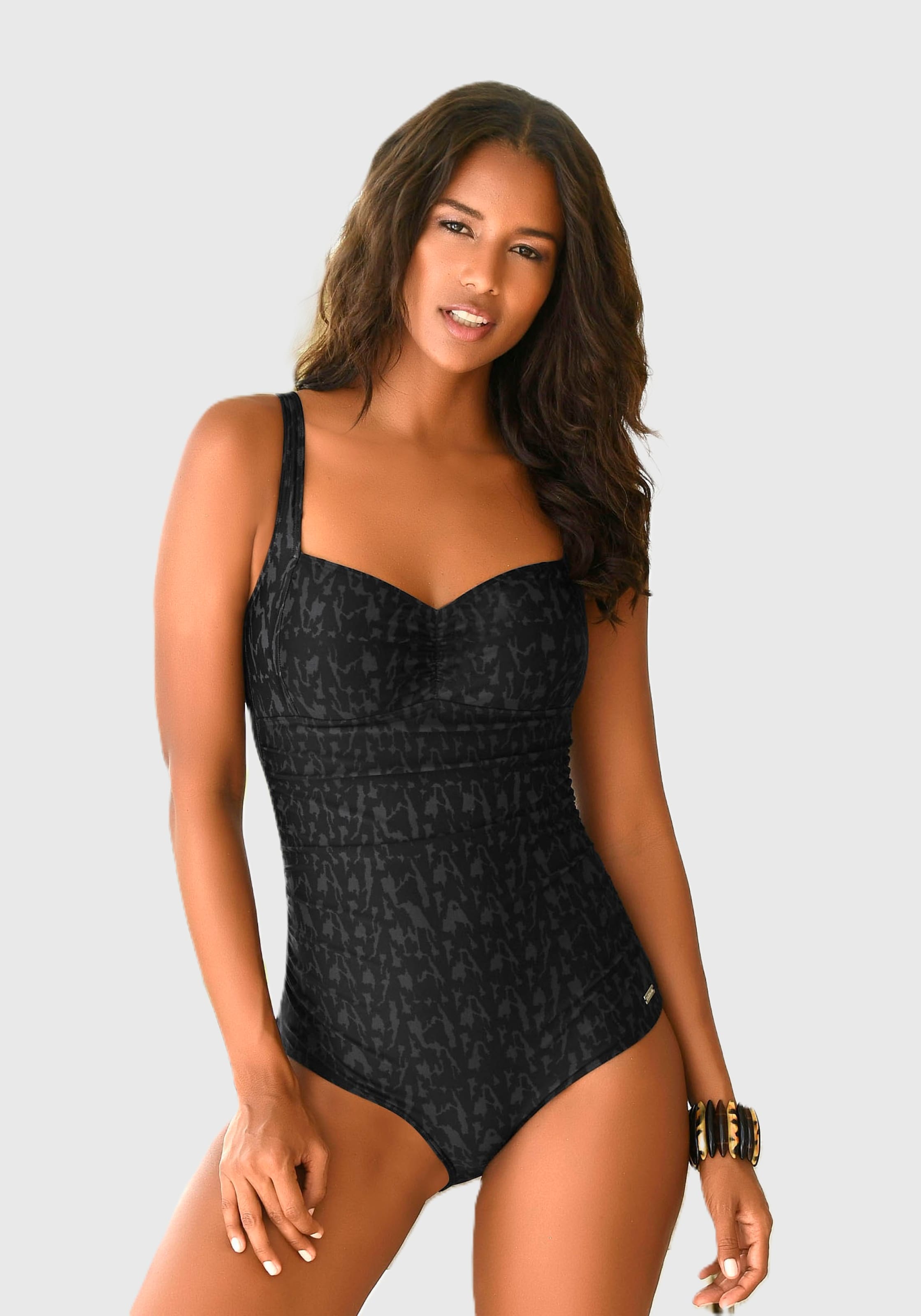 LASCANA Bustier Badpak 'Debby' in Zwart: voorkant