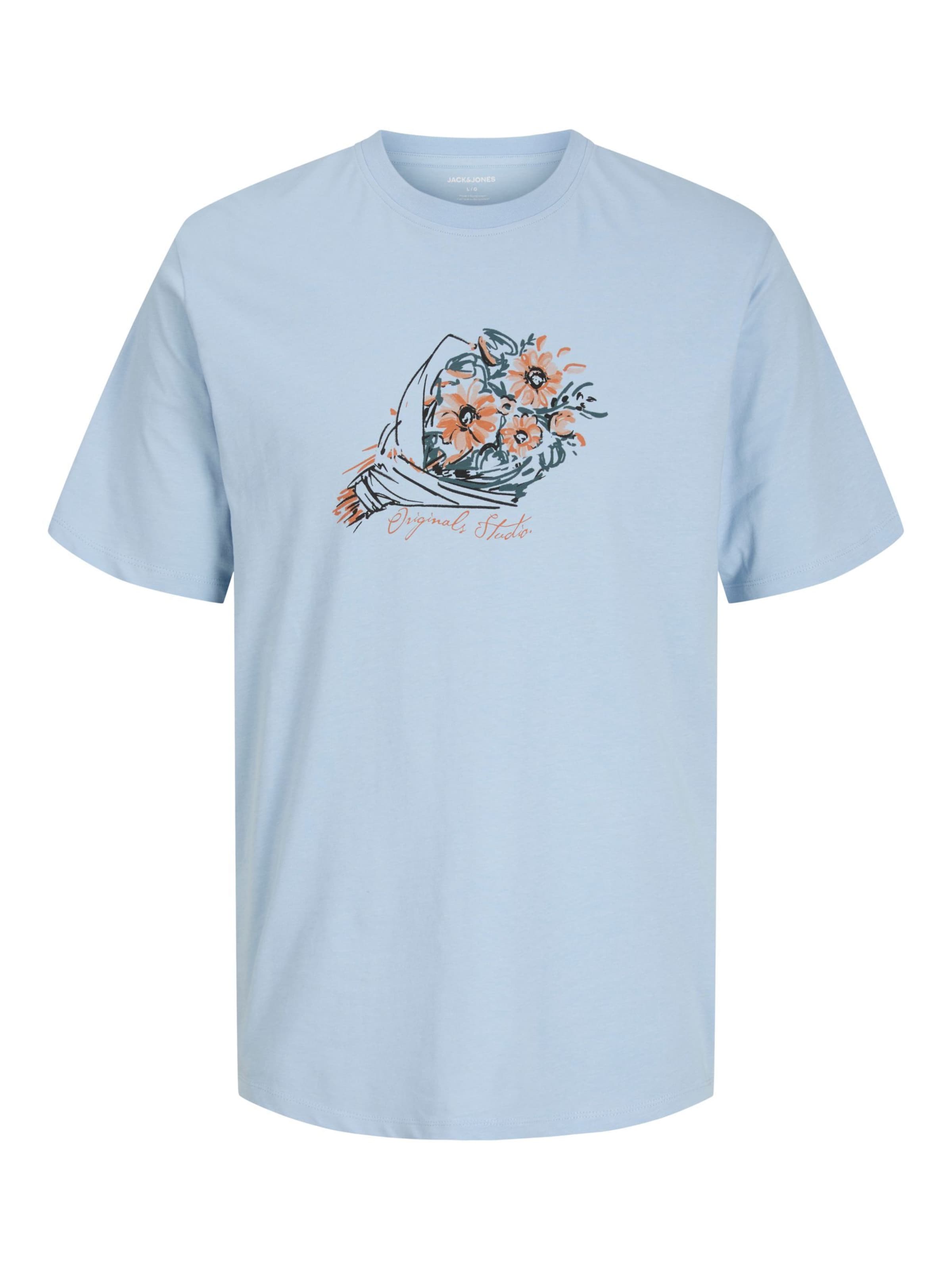 JACK & JONES T-Shirt en S en bleu clair / vert foncé / orange / noir, Vue avec produit