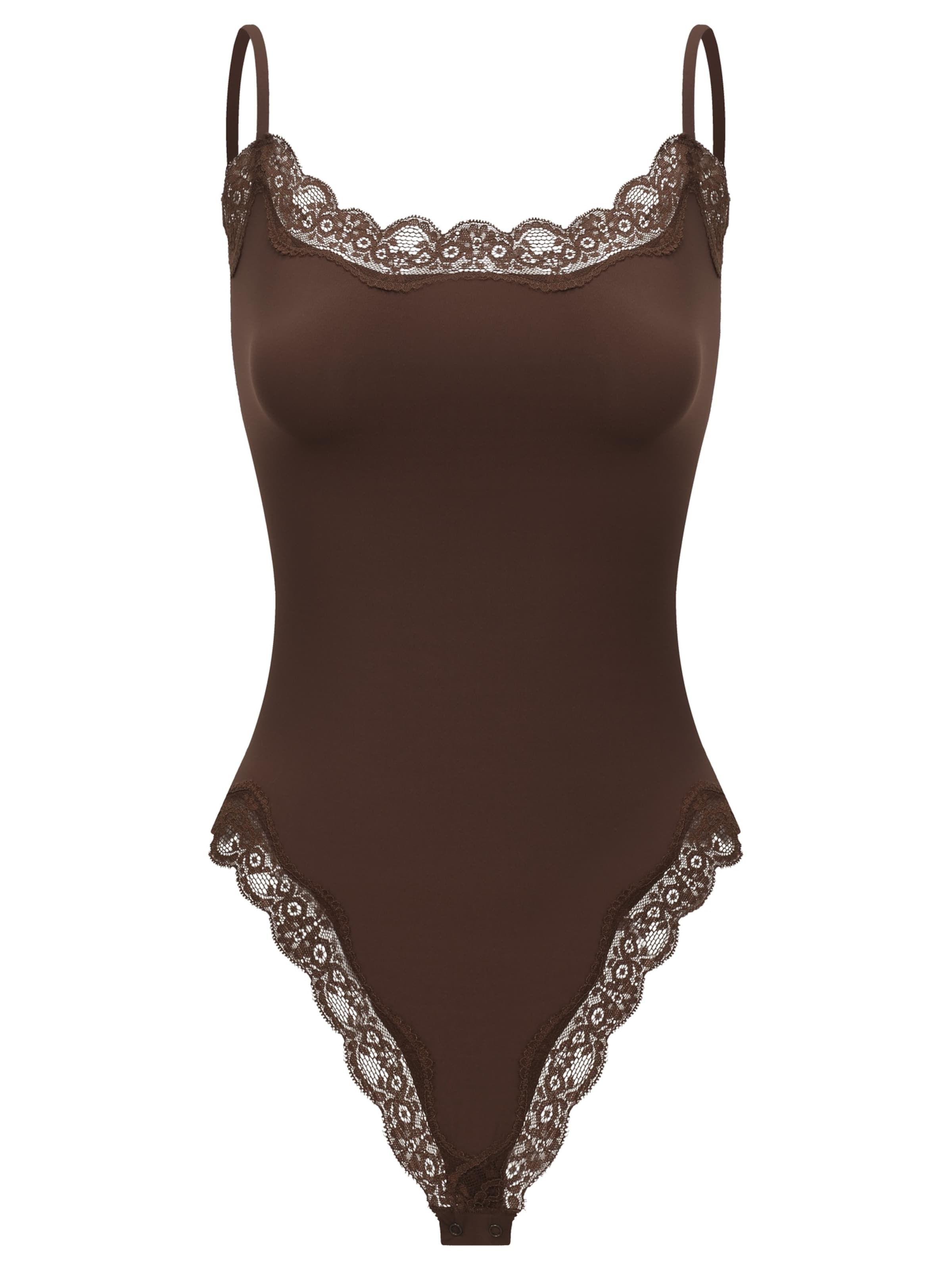 cfab (formerly creamy fabrics) - Body 'Bodysuit String mit Lace' en marrón: frente