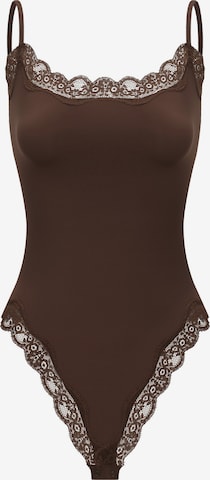 cfab (formerly creamy fabrics) - Body 'Bodysuit String mit Lace' en marrón: frente