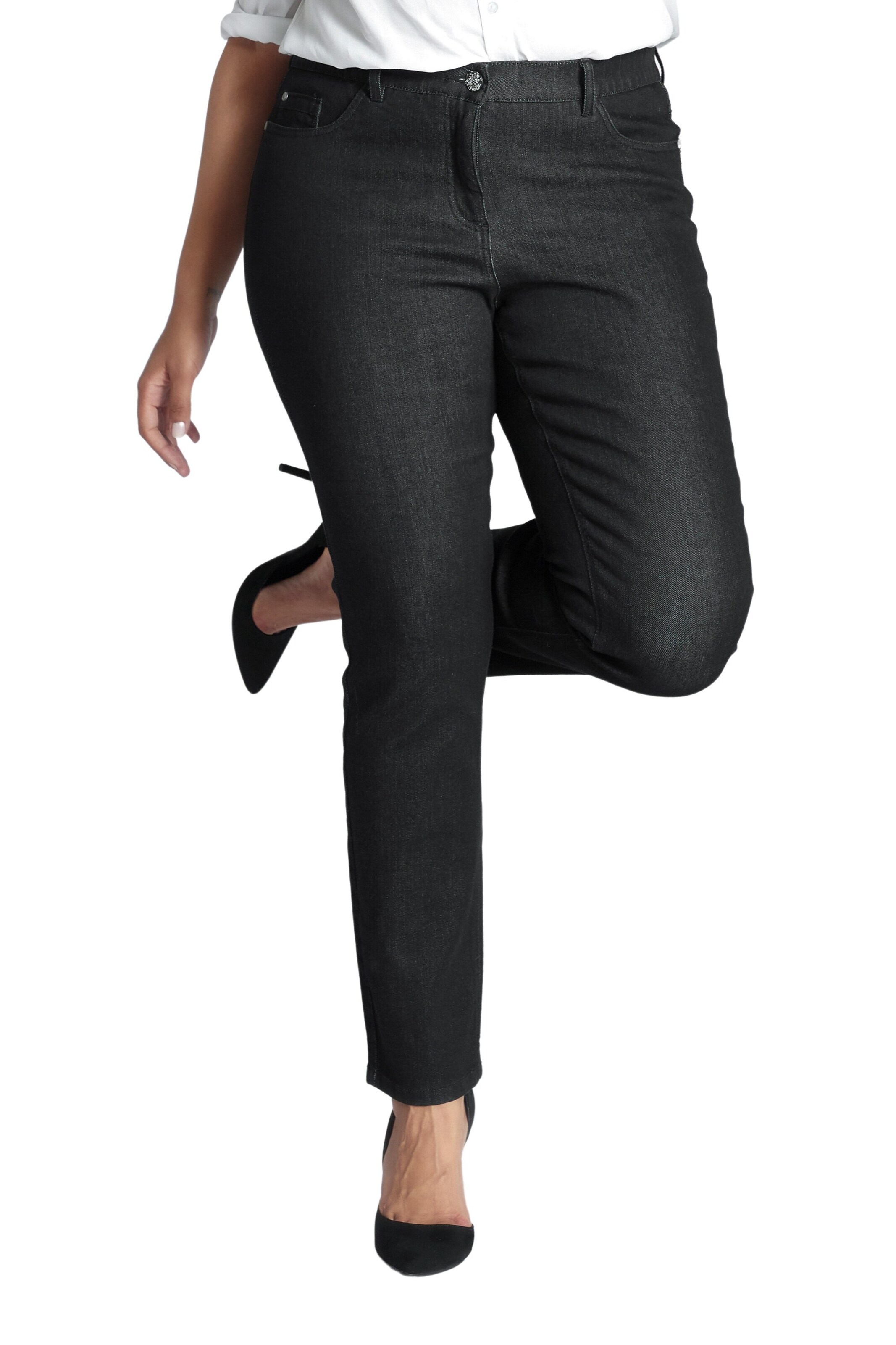 Ulla Popken Slim fit Jeans 'Sammy' in Black: front