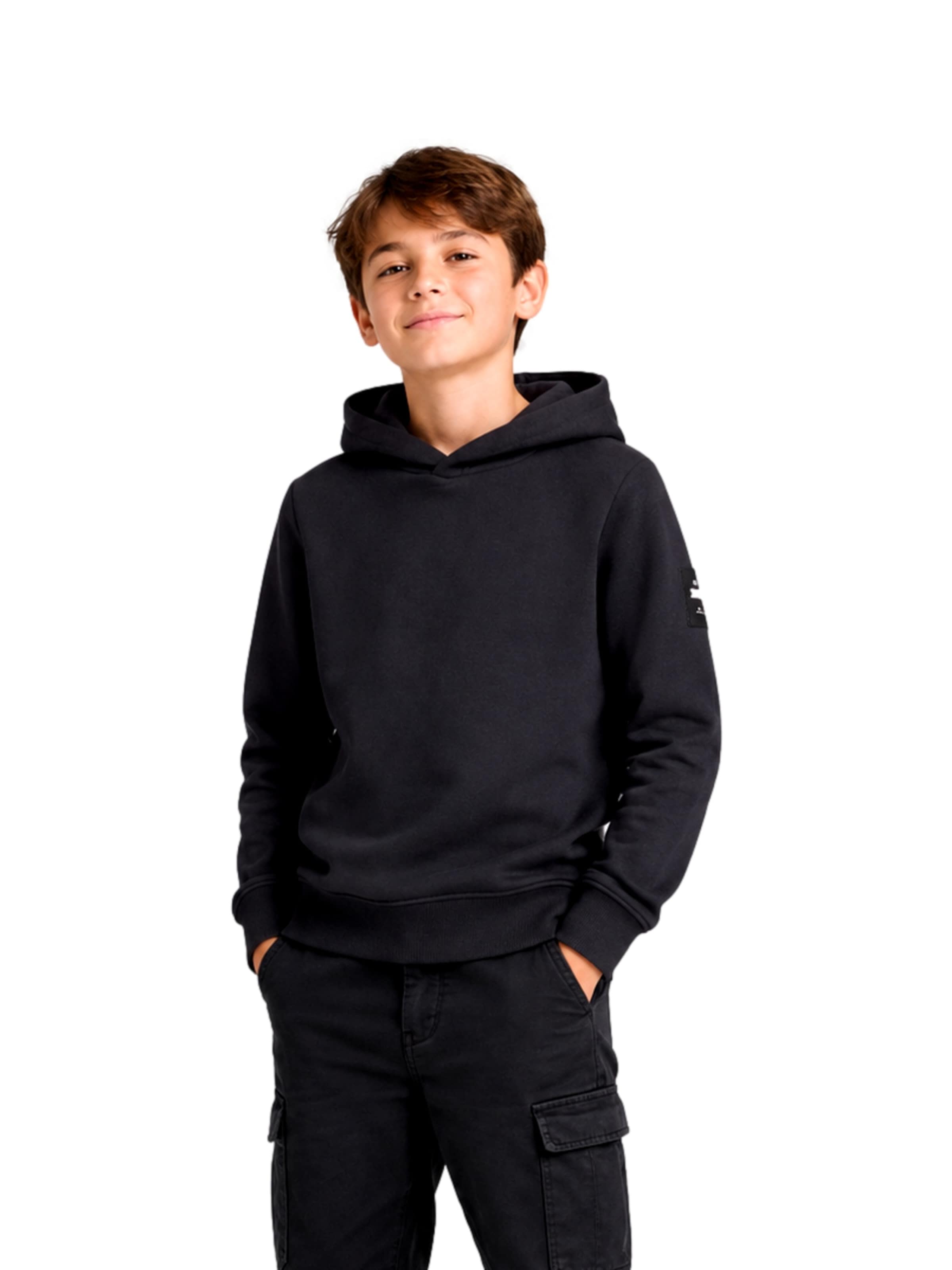 Jack & Jones Junior Sweatshirt 'JJCleveland' i svart: framsida