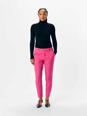 OBJECT Slim fit Pleat-front trousers 'OBJLisa' in Pink