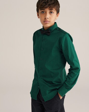 WE Fashion Regular fit Button Up Shirt in Green: front