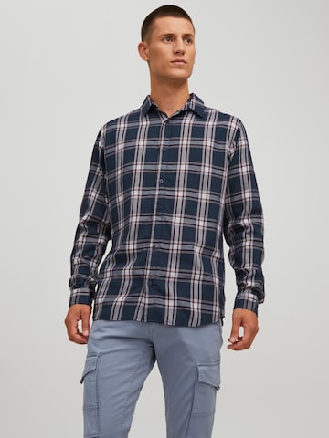 JACK & JONES Slim fit Button Up Shirt 'Orion' in Blue: front