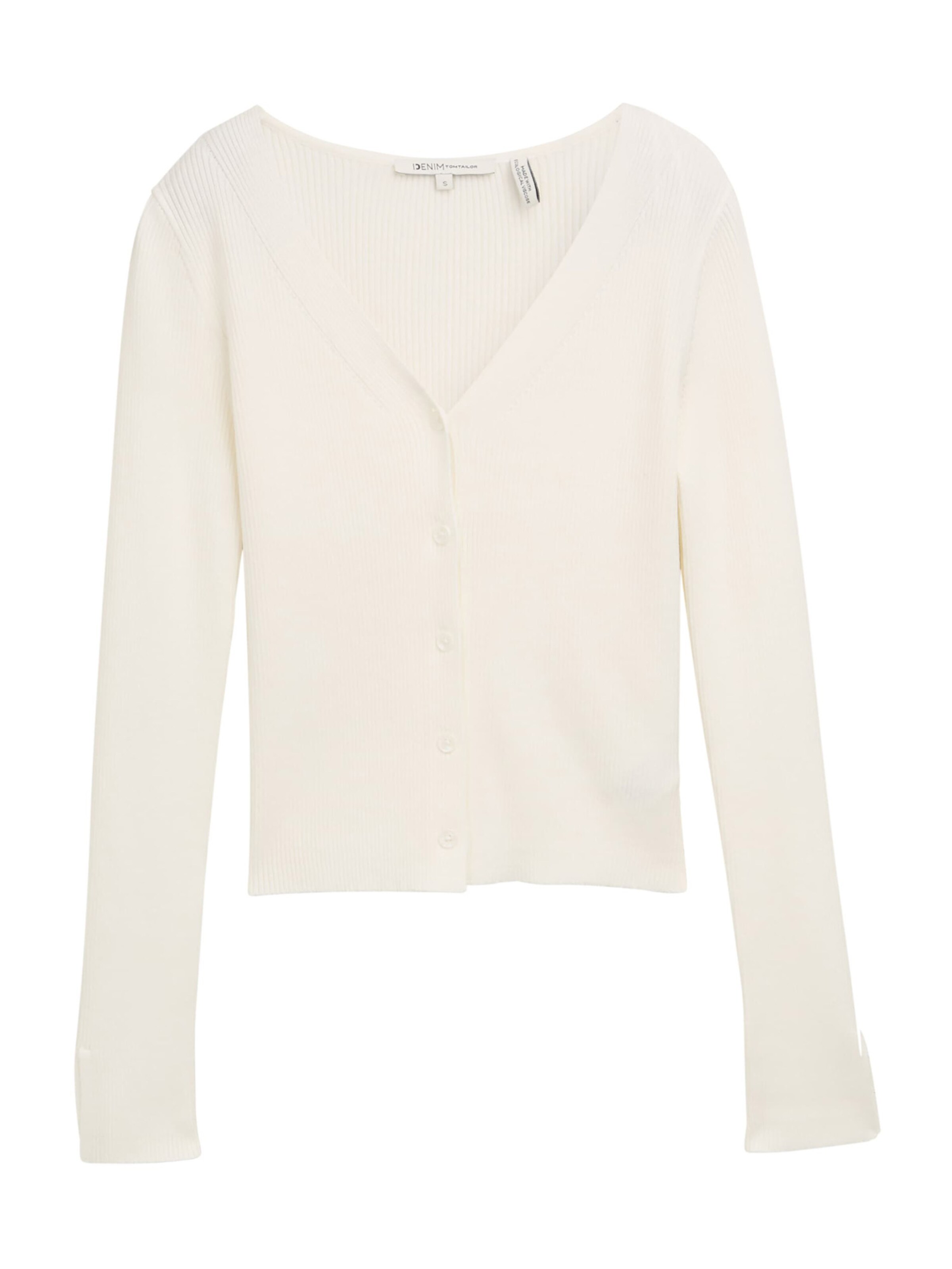 TOM TAILOR DENIM Kardigán - fehér: elől