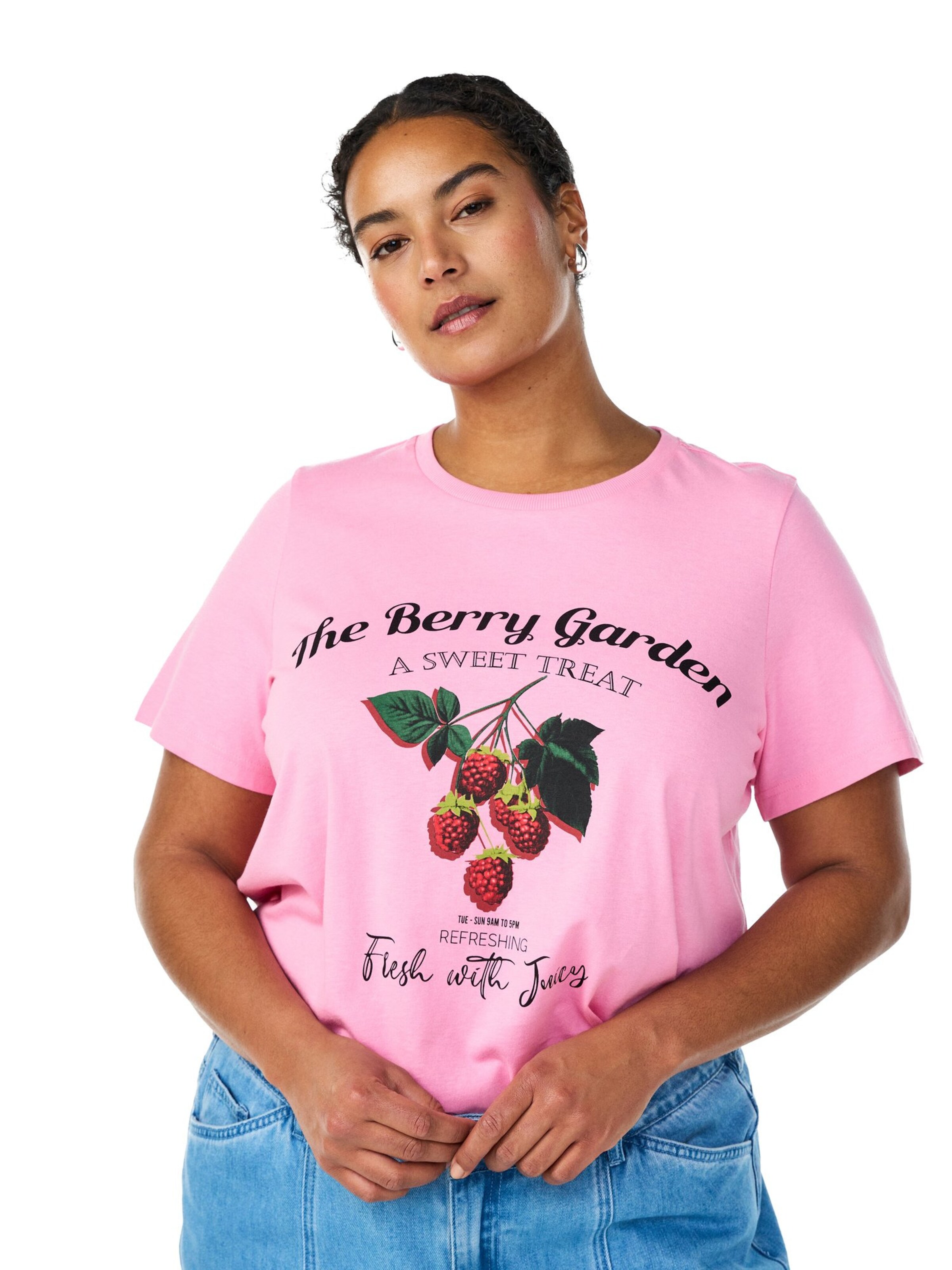 Zizzi Shirt 'MTEA' in Pink: front