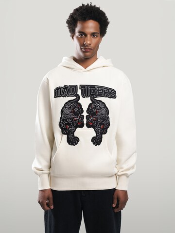 MAD TIGERS Sweatshirt 'Black Tigers' in White: front