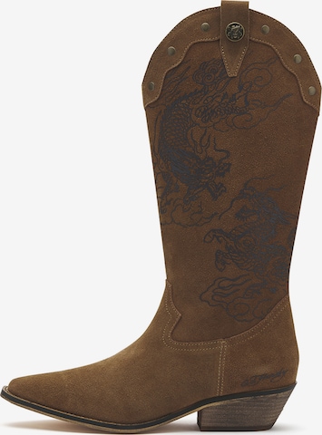 Ed Hardy Cowboystiefel in Braun: Vorderseite