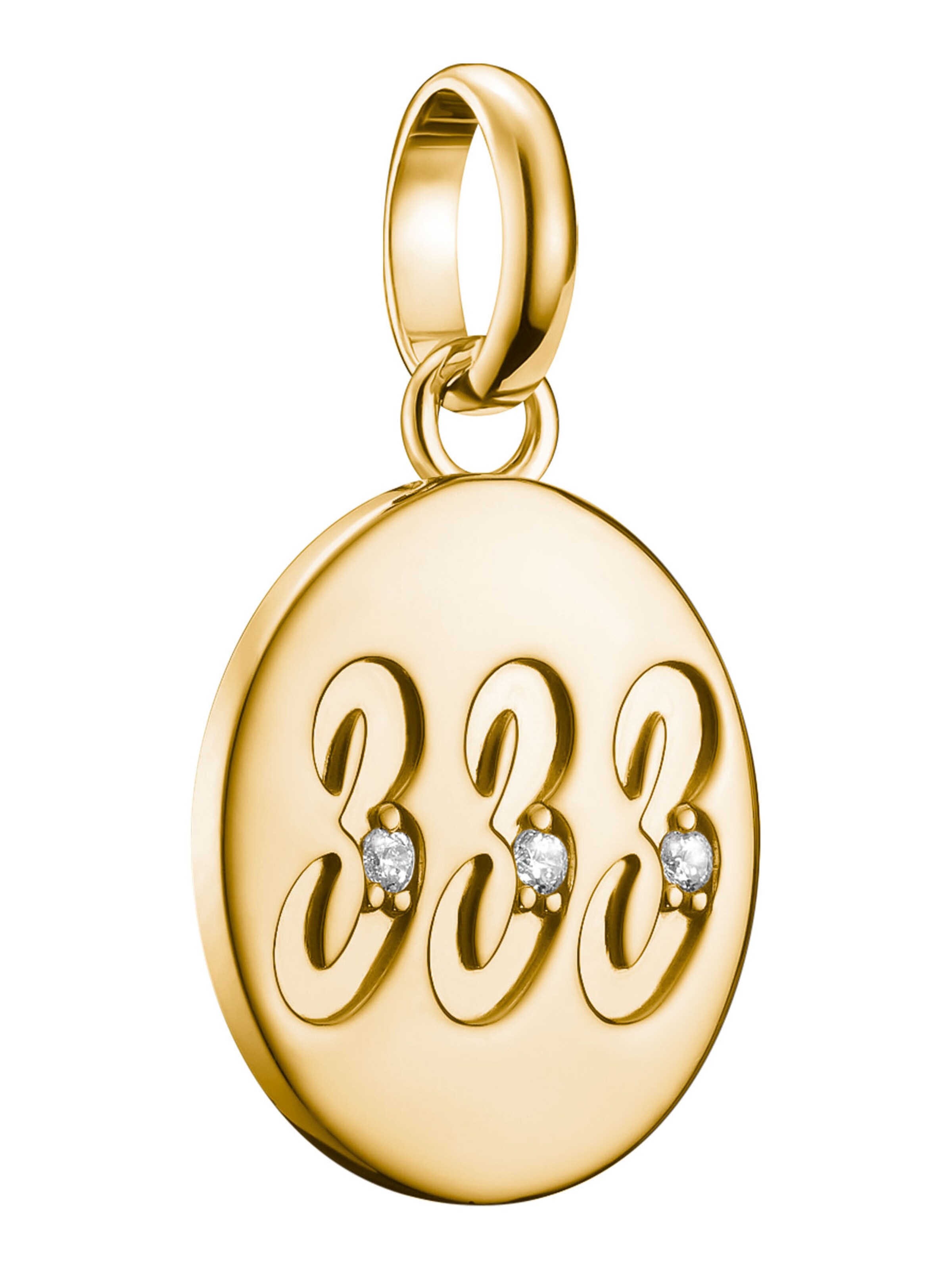 Thomas Sabo Anhänger 'Engelzahl 333 mit Steine' in Gold: Vorderseite