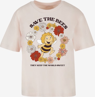 F4NT4STIC Shirt 'Die Biene Maja Save The Bees Heroes of Childhood' in Roze: voorkant
