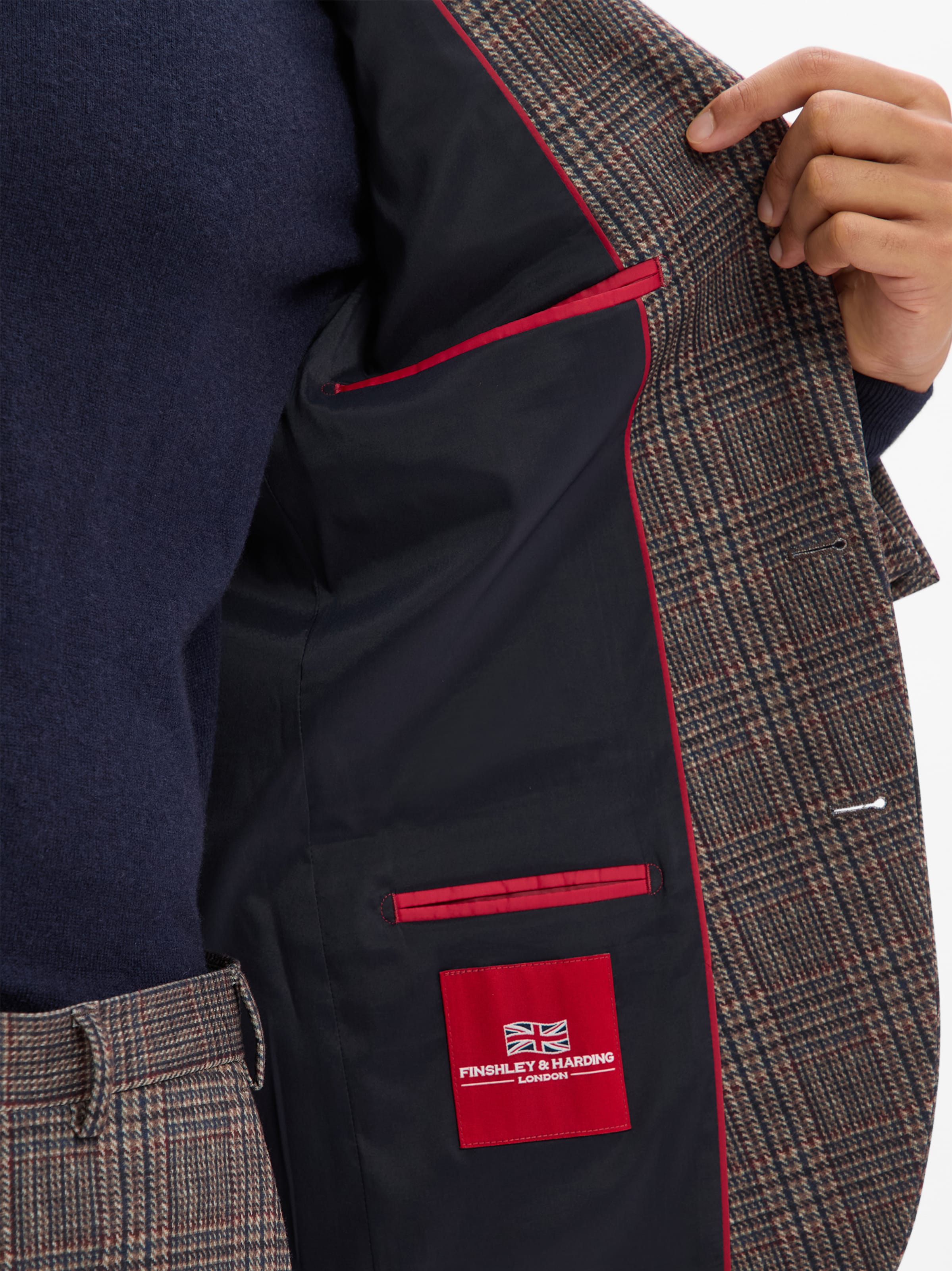 Finshley & Harding London Slim fit Business blazer 'Brixdon' in Brown