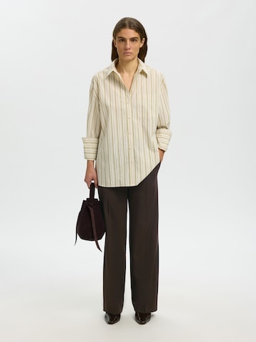 Wide Leg Pantalon à plis SELECTED en marron