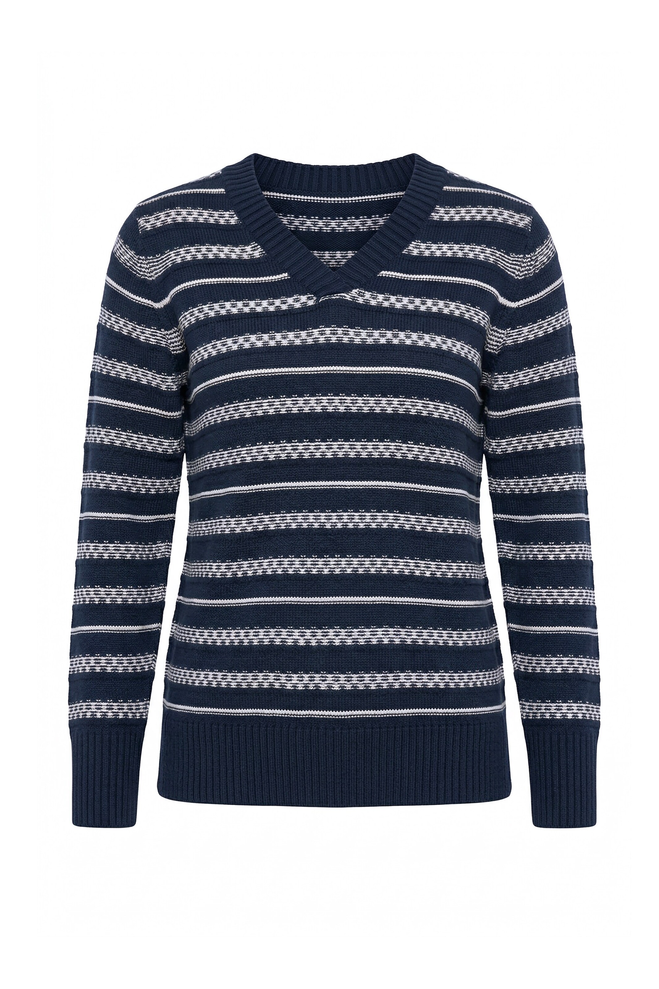 Ulla Popken Pullover in M-L in marine / weiß, Produktansicht