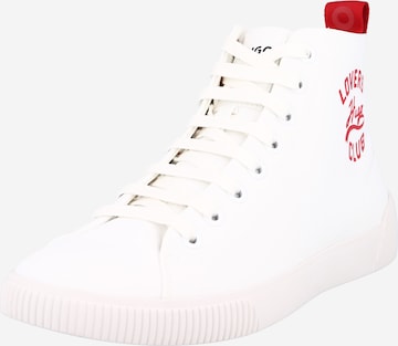 HUGO Red High-Top Sneakers 'Zero' in White: front