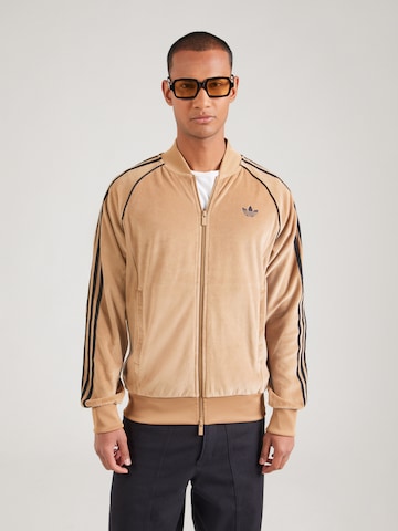 ADIDAS ORIGINALS Кофта на молнии в Коричневый: спереди