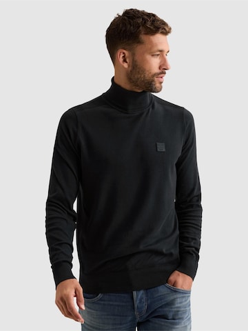 PME Legend Sweater 'Pullover with high collar and badge' in Blue: front