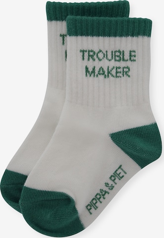 Pippa & Piet Socken 'Trouble Maker' in Weiß: Vorderseite