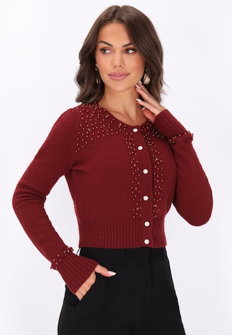 faina Gebreid vest in Rood: voorkant