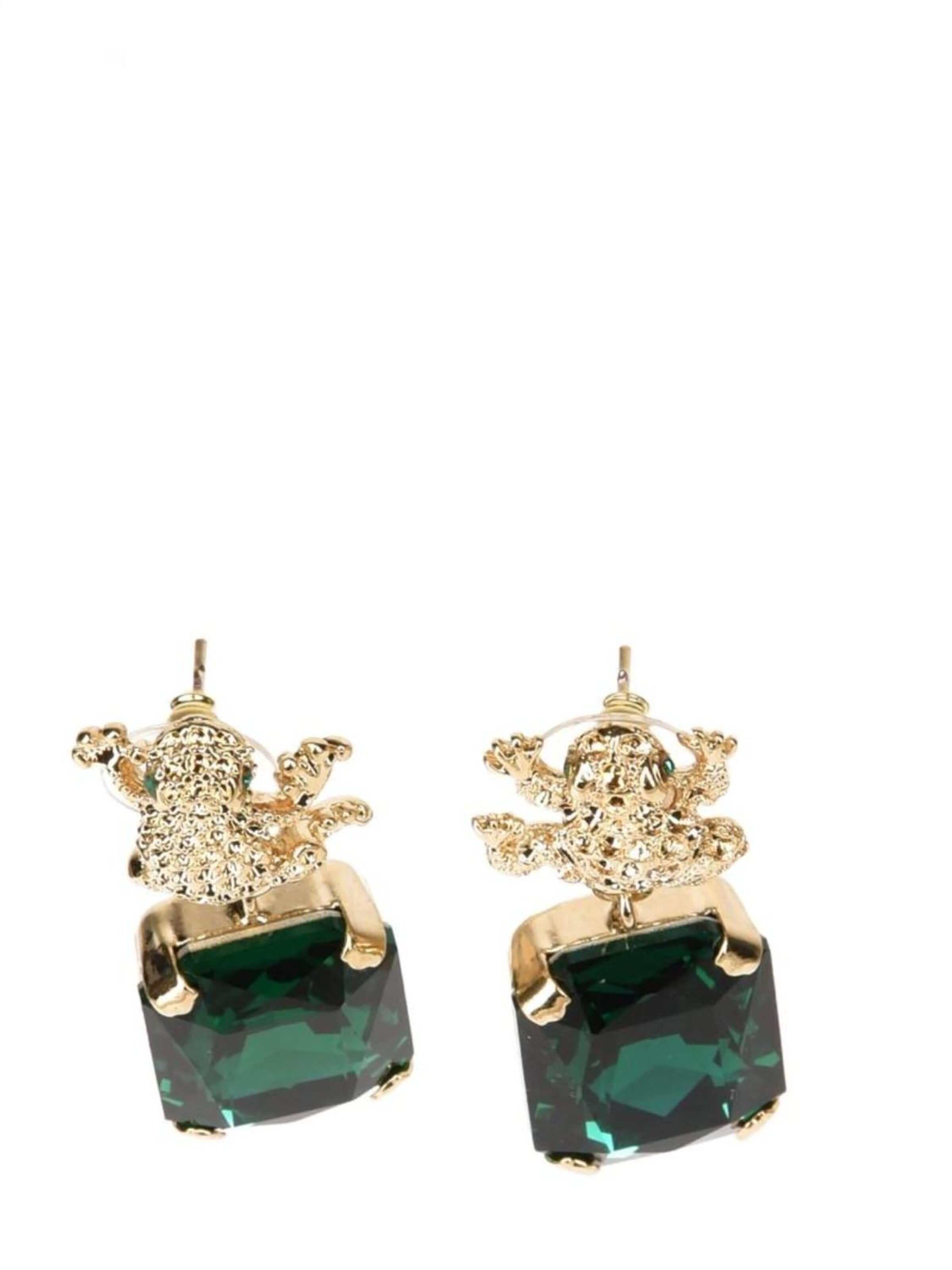 Orecchini 'Armonia orecchini con cristallo Swarovski verde e motivo rana' di Addicted2 in oro
