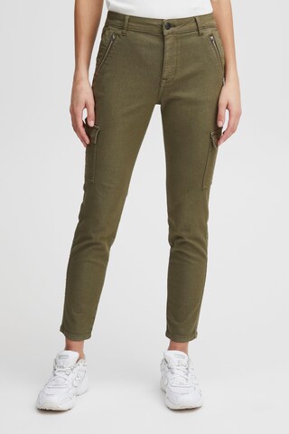 PULZ Jeans Skinny Cargo Pants 'Rosita' in Green: front