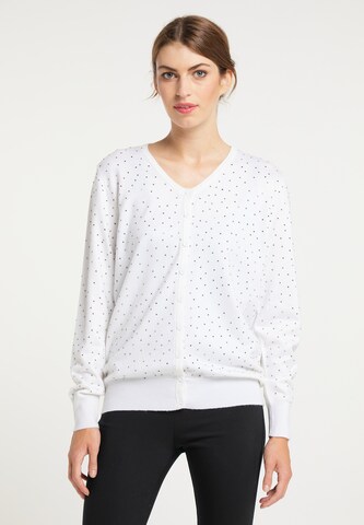 usha BLACK LABEL Knit Cardigan in White: front