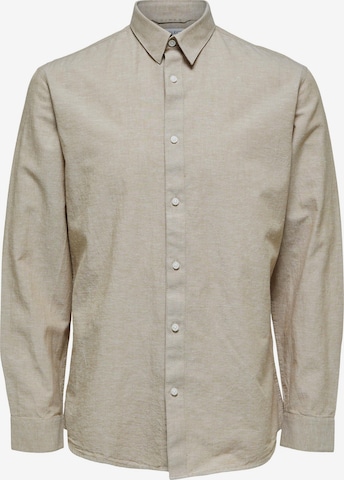 Chemise SELECTED HOMME en beige : devant