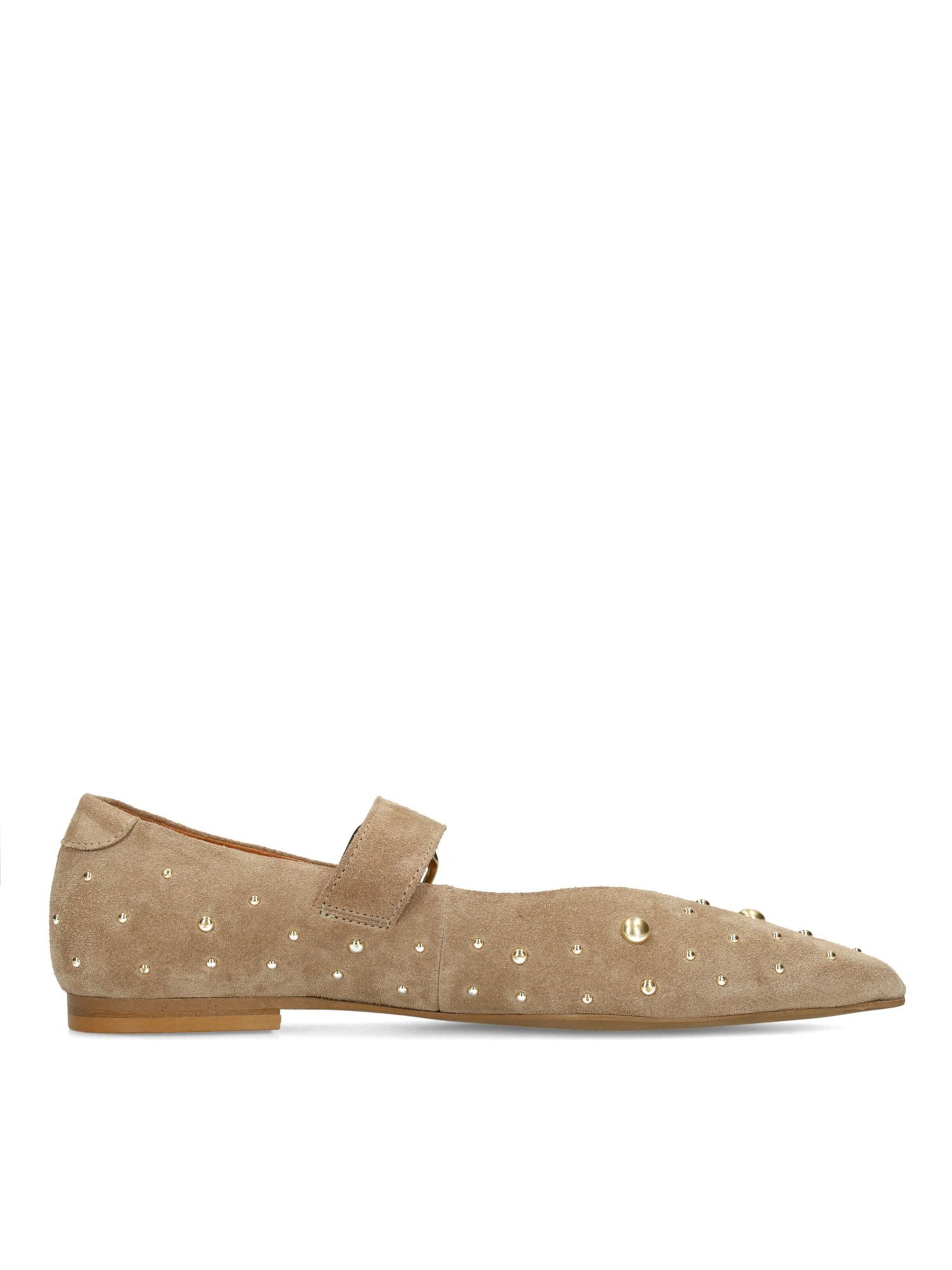 MANFIELD Ballerina met riempjes in Beige
