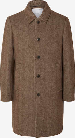 Manteau mi-saison SELECTED HOMME en marron : devant