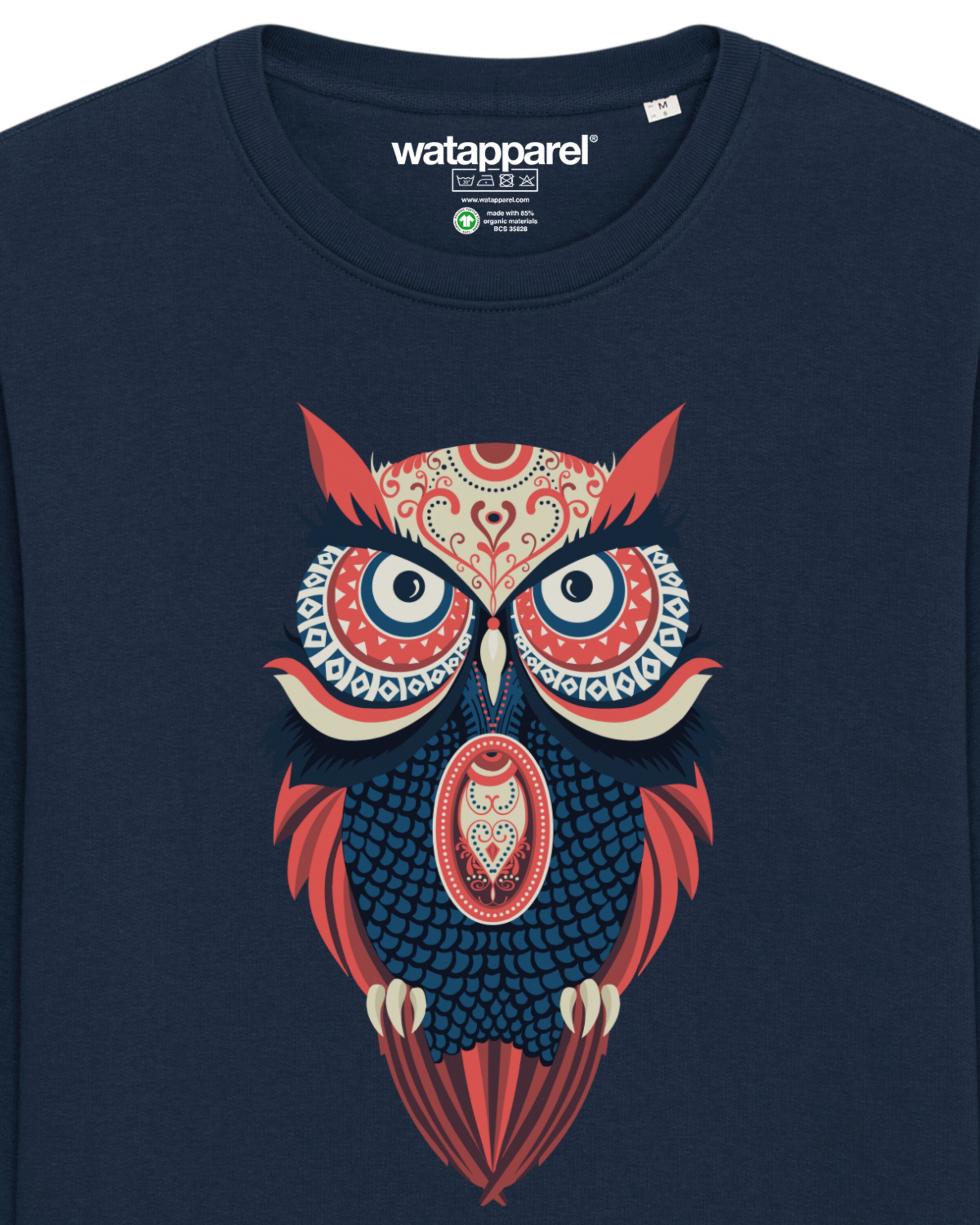 Sweat-shirt ' Colorful Owl ' Watapparel en bleu