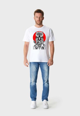 Oldskull T-Shirt 'ASIAN SECRET OWL SKULL' in Weiß