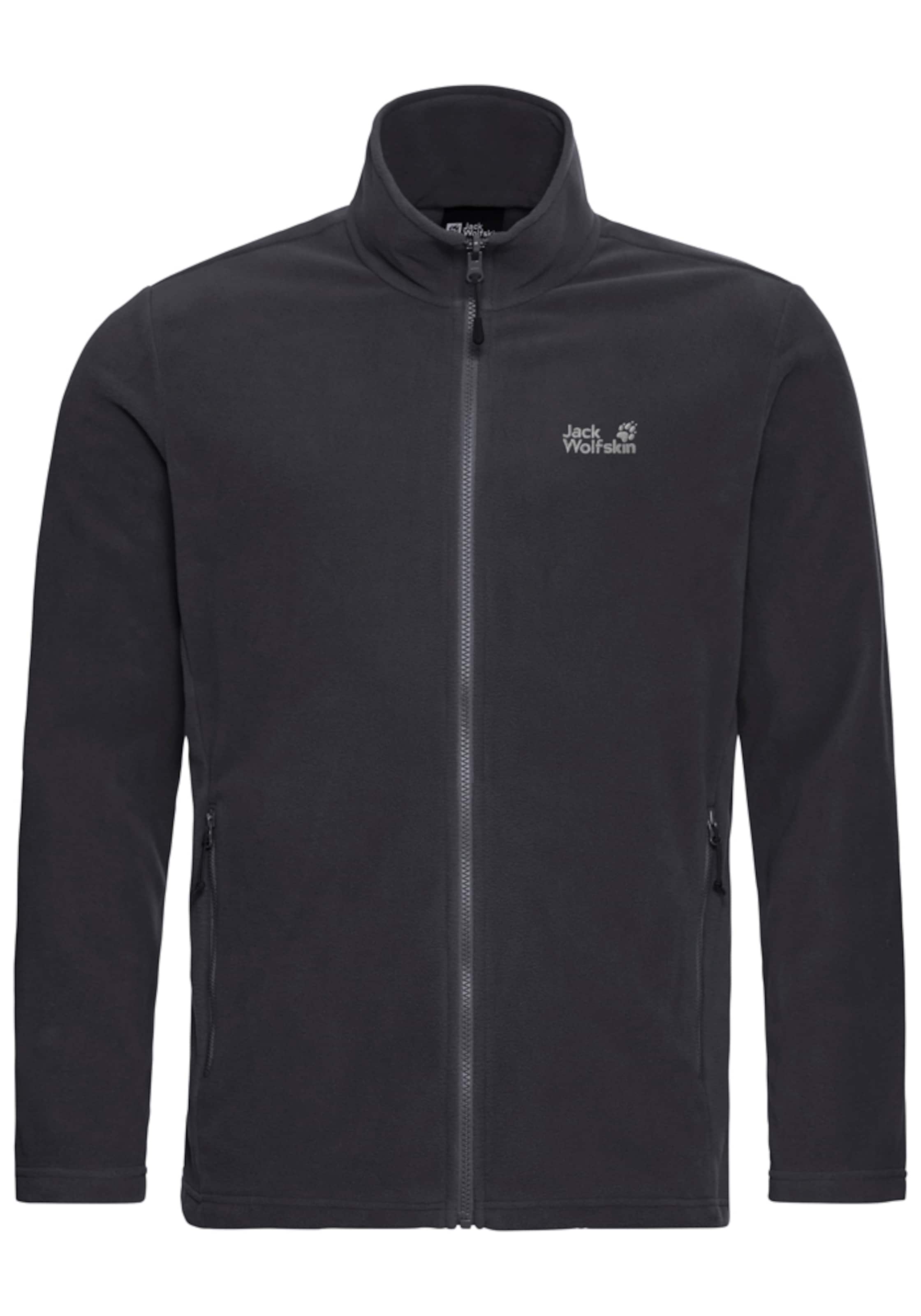 JACK WOLFSKIN Athletic Fleece Jacket in Black: front