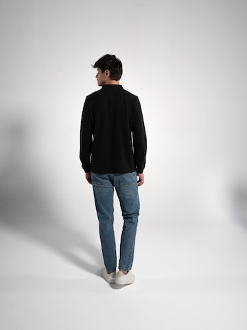 GORG Shirt 'Herren Langarm Poloshirt aus 100% Bio-Baumwolle' in Zwart