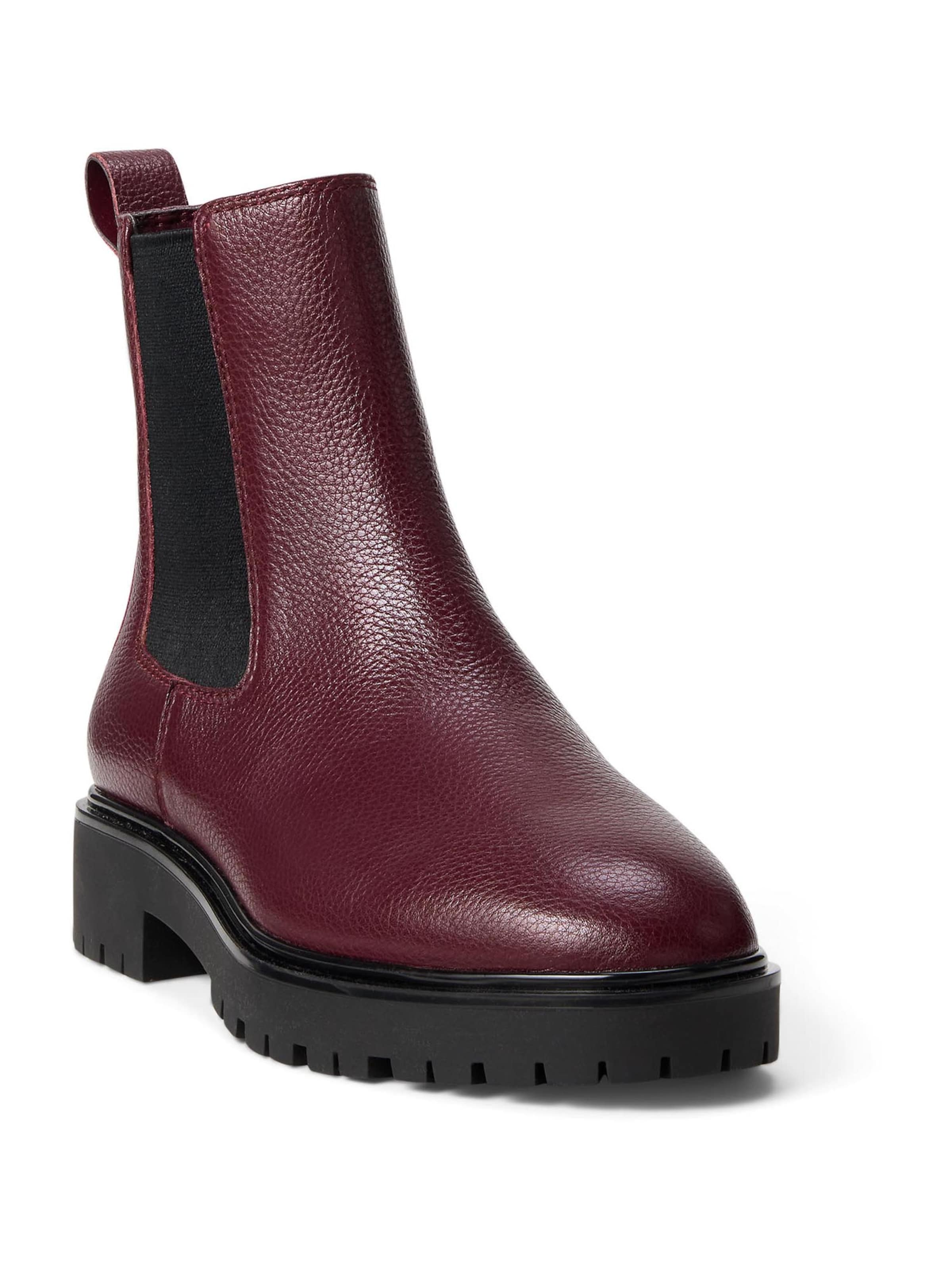 sarkans Lauren Ralph Lauren Čelsijas zābaki 'ALLYSON': no priekšpuses