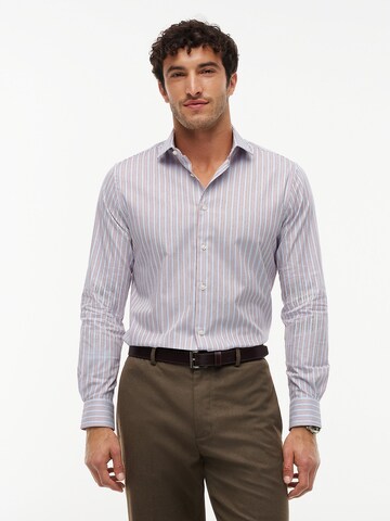 Coupe slim Chemise 'New York Label Flex Collar' TOMMY HILFIGER en bleu : devant