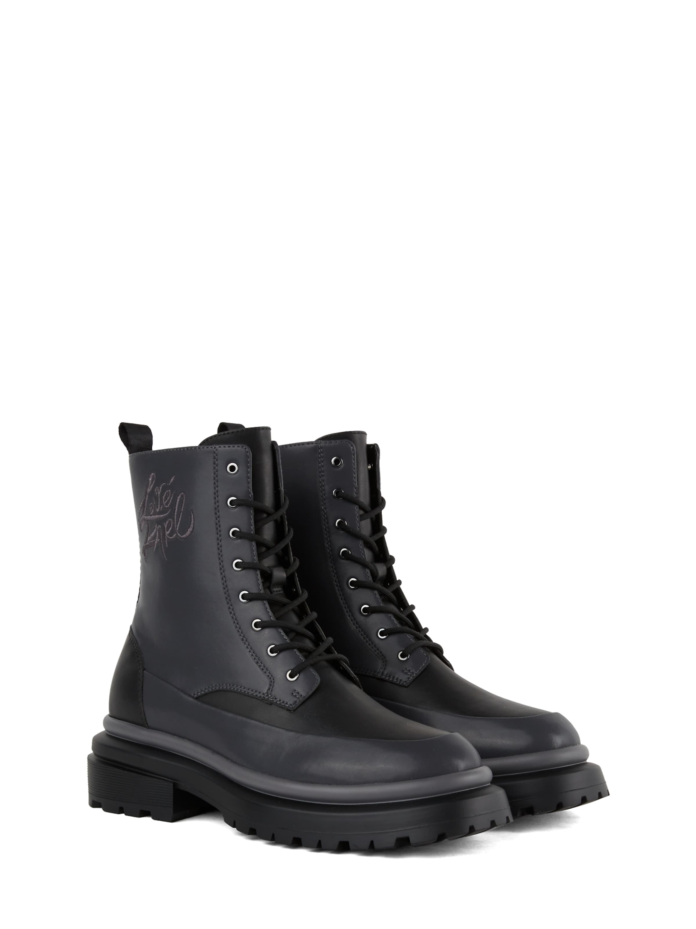 KARL LAGERFELD JEANS Боти с връзки в черно: отпред