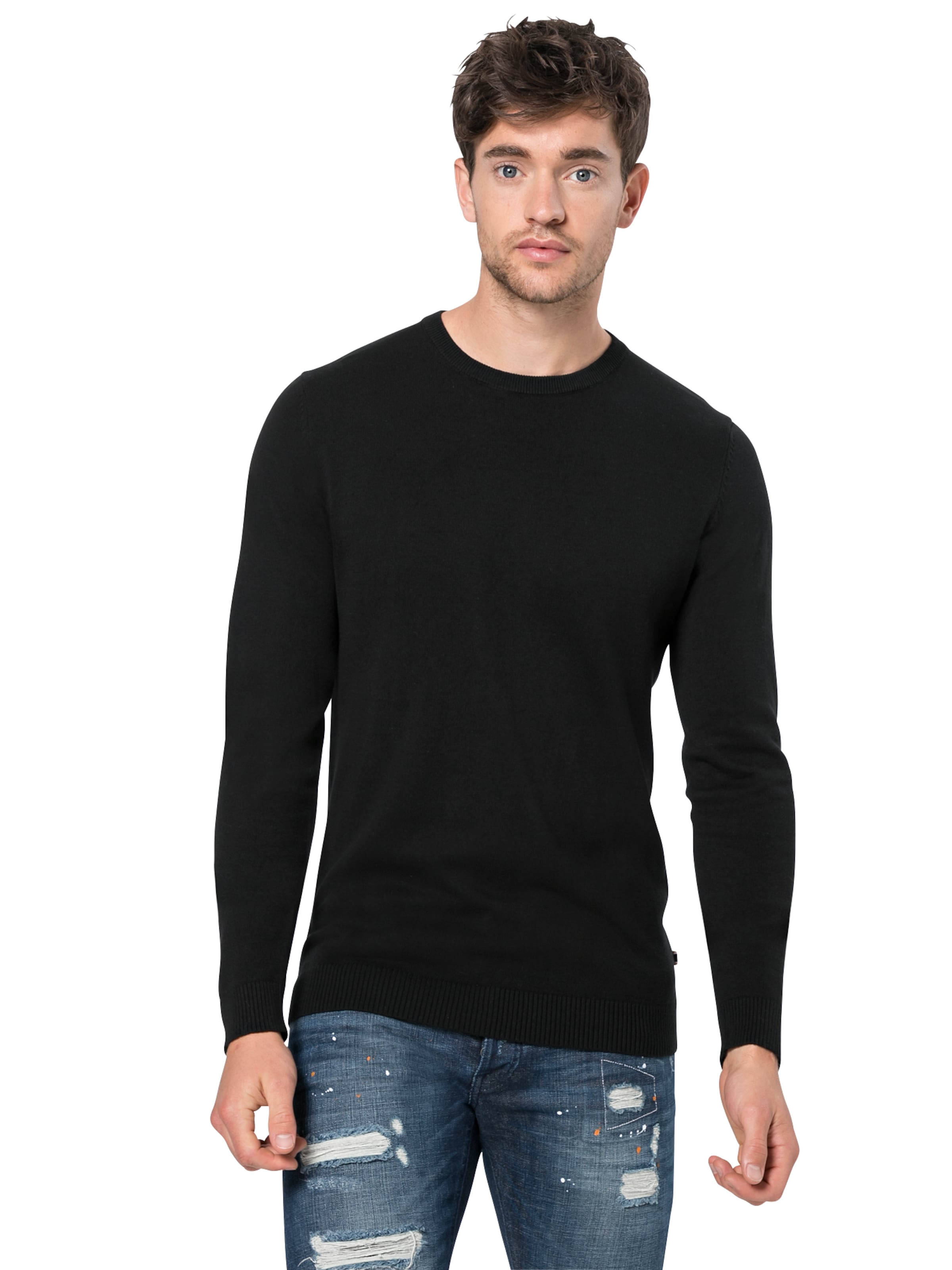 JACK & JONES Πουλόβερ σε μαύρο: μπροστά