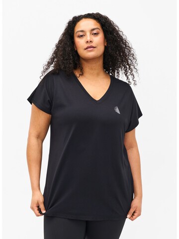 Active by Zizzi Funktionsbluse 'ABASIC' i sort: forside