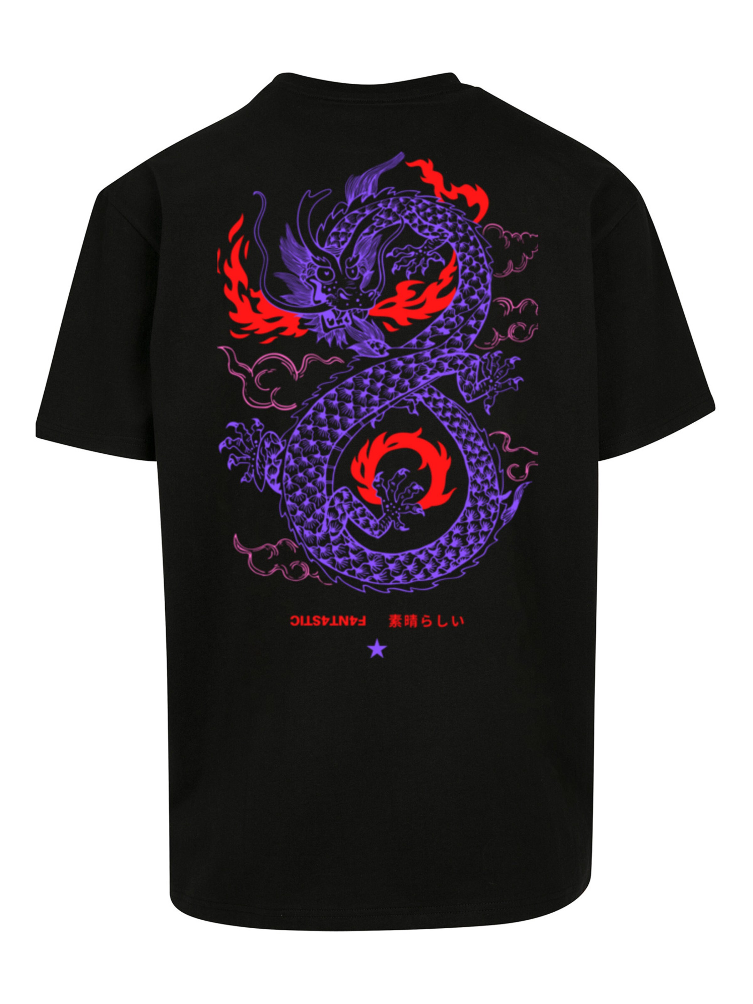 T-Shirt 'Japanese And Dragon Fire' F4NT4STIC en noir
