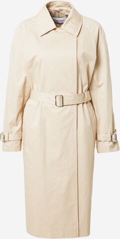 Calvin Klein Ανοιξιάτικο και φθινοπωρινό παλτό σε μπεζ: μπροστά